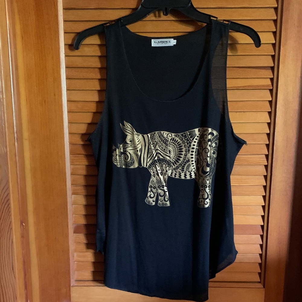 Black and Gold Graphic Tank Top
